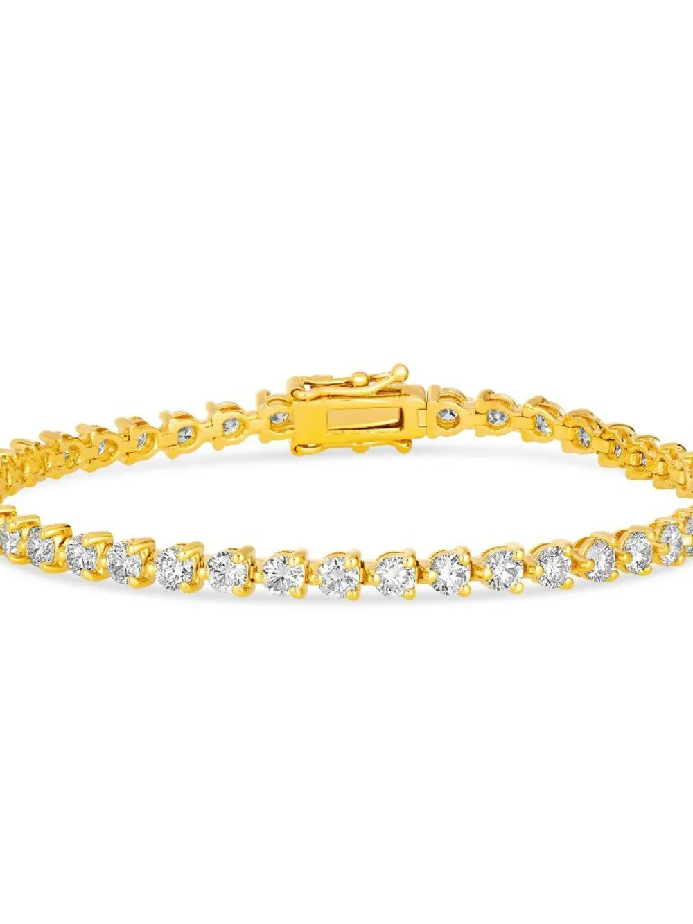 3.00 Carat Natural Diamond Tennis Bracelet 3 Prong 14K Yellow Gold 7''